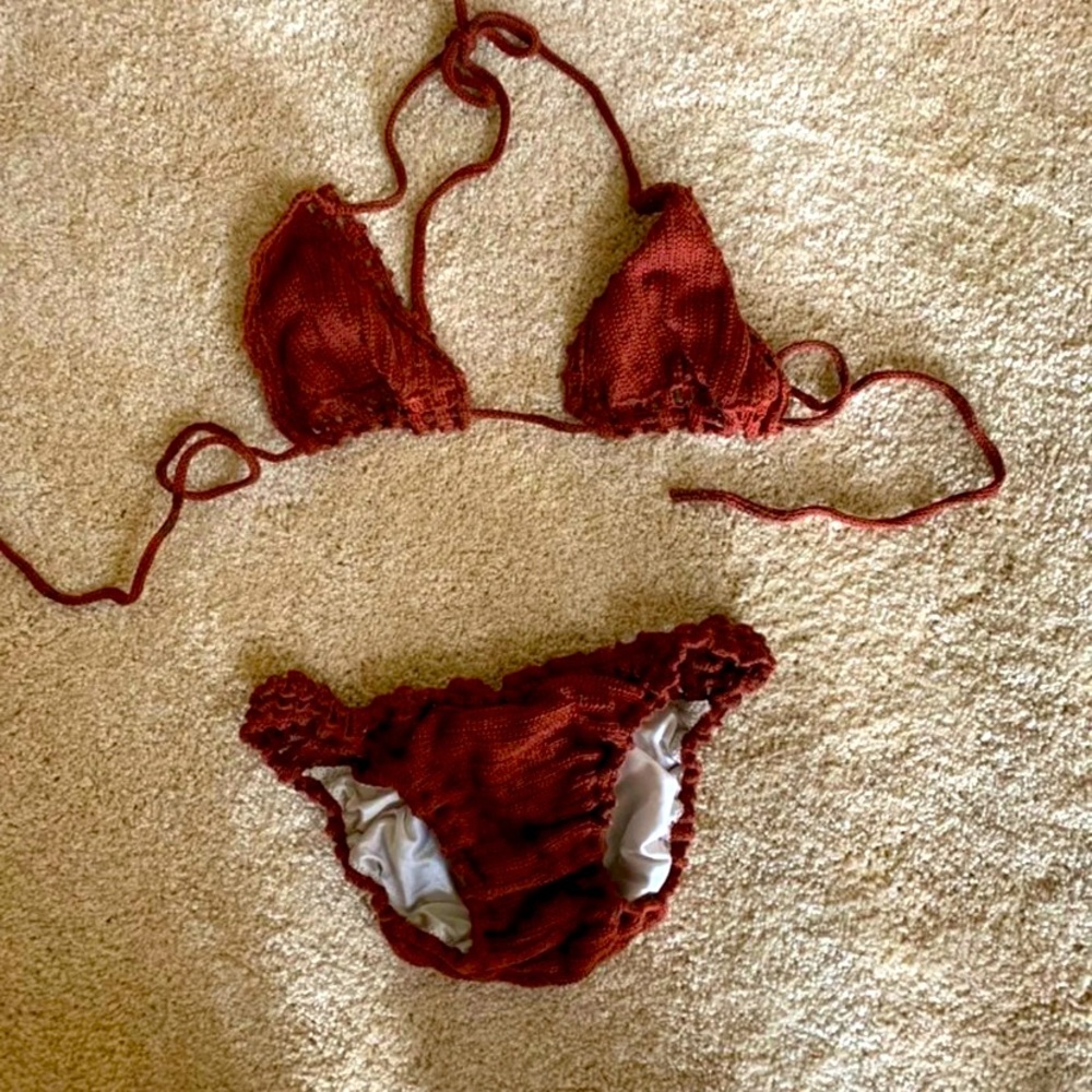 Victoria secret crochet triangle Bikini, mocha